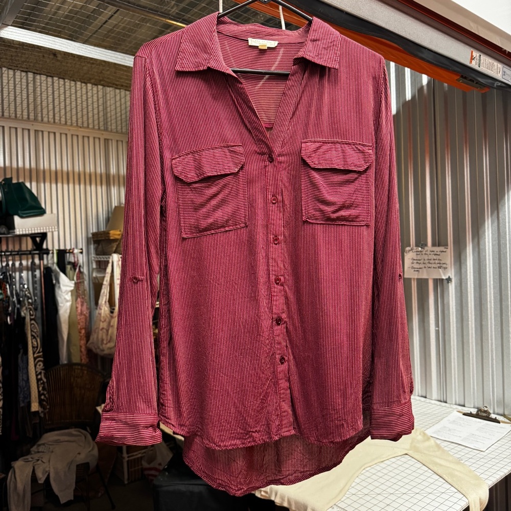 Brick Red Casual Cool Button Up Shirt